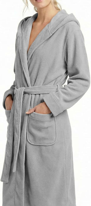 Women's Hooded Plush Fleece Bathrobe