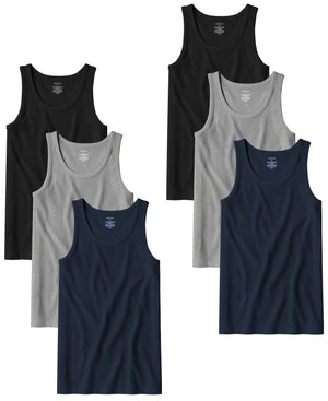 Men's 100% Cotton Tag Free A-Shirt Tanks Extra Length