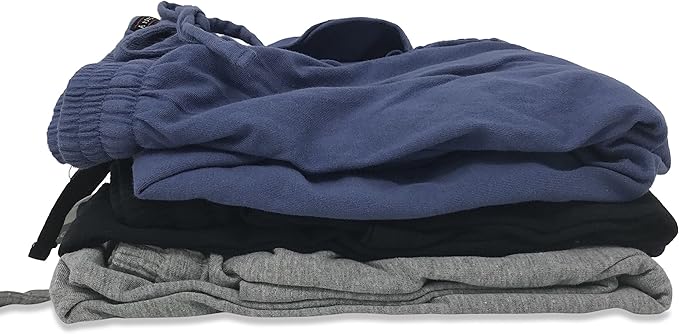 Men's Soft & Light Cotton Drawstring Yoga Lounge & Sleep Jam Shorts/Jersey Shorts with Pockets (3 Pack)
