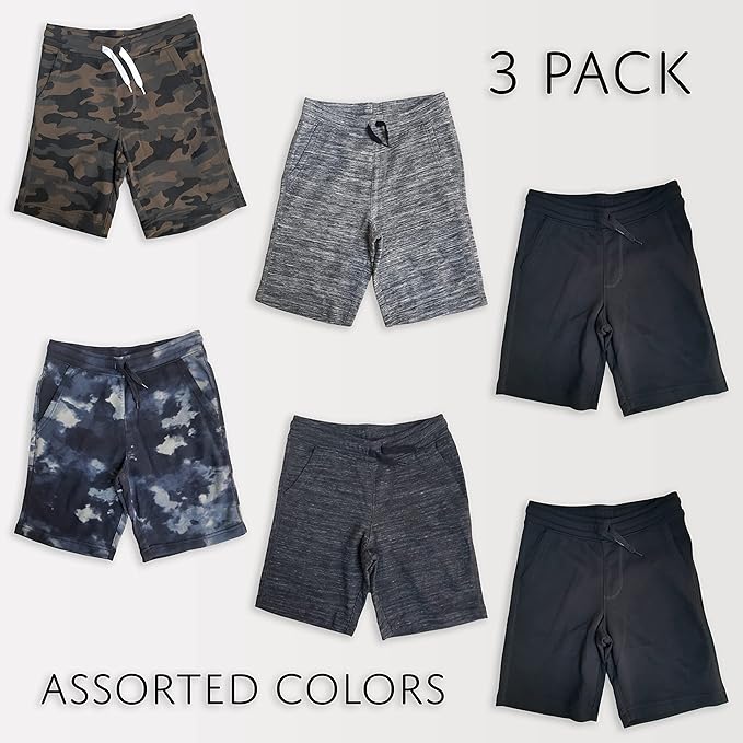 Boys Fleece Jogger Shorts Drawstring Basketball Sport Shorts