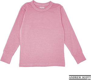 Girls Long Sleeve Performance Tops, All Season Natural Cotton Stretch Color T Shirts