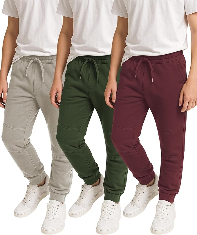 Boys Fleece Joggers Pants, Athletic Loose-fit Kids Sweatpants for Sports