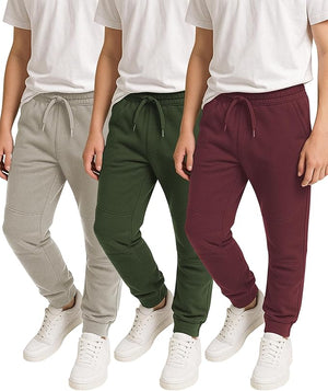 Boys Fleece Joggers Pants, Athletic Loose-fit Kids Sweatpants for Sports