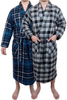 Mens' Full Length House Robe Cotton Flannel Brush Plaid