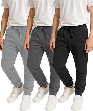 Boys Fleece Joggers Pants, Athletic Loose-fit Kids Sweatpants for Sports