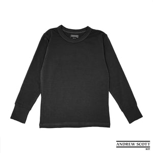 Boys Long Sleeve Cotton Base Layer Stretch Performace Tops
