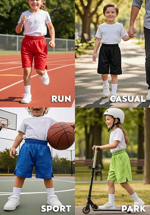 Boys Active Performance & Mesh Style Basketball Sport Shorts