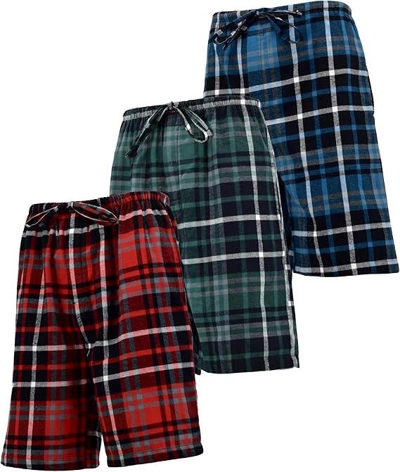Men's Cotton Flannel Soft Woven Pajama/Lounge Sleep PJ Shorts (MultiPacks)