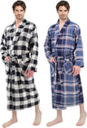 Mens' Full Length House Robe Cotton Flannel Brush Plaid