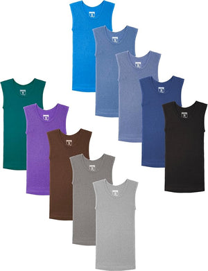Boy's Muscle Tank Top, Cotton, Color Sleeveless Crew Neck Undershirts