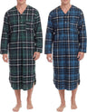Men's Lightweight Cotton Flannel Sleep Shirt, Long Henley Nightshirt Pajamas