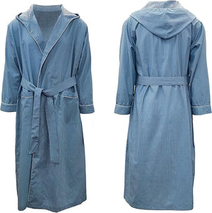 Men's Premium Cotton Blend Woven Lightweight Long Sleep Robe/Bathrobe (2 Pack)