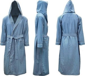 Men's Premium Cotton Blend Woven Lightweight Long Sleep Robe/Bathrobe (2 Pack)