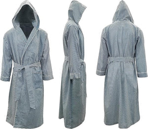 Men's Premium Cotton Blend Woven Lightweight Long Sleep Robe/Bathrobe (2 Pack)