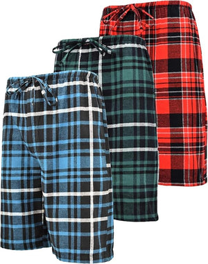 Men's Cotton Flannel Soft Woven Pajama/Lounge Sleep PJ Shorts (MultiPacks)