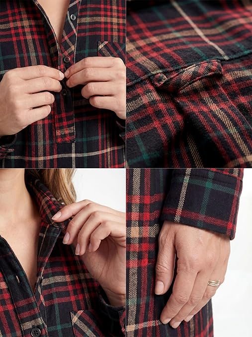 Women's Cotton Flannel Long Nightshirt
