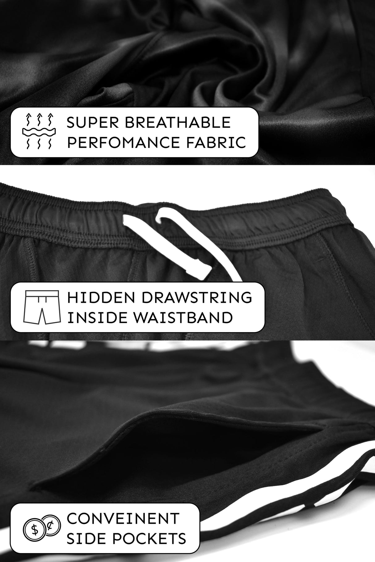 Boys Active Performance & Mesh Style Basketball Sport Shorts