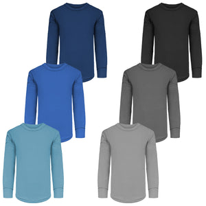 Boys Long Sleeve Cotton Base Layer Stretch Performace Tops