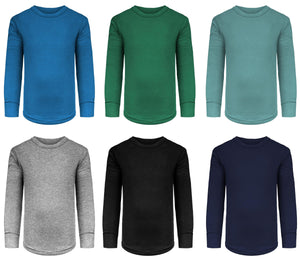 Boys Long Sleeve Cotton Base Layer Stretch Performace Tops