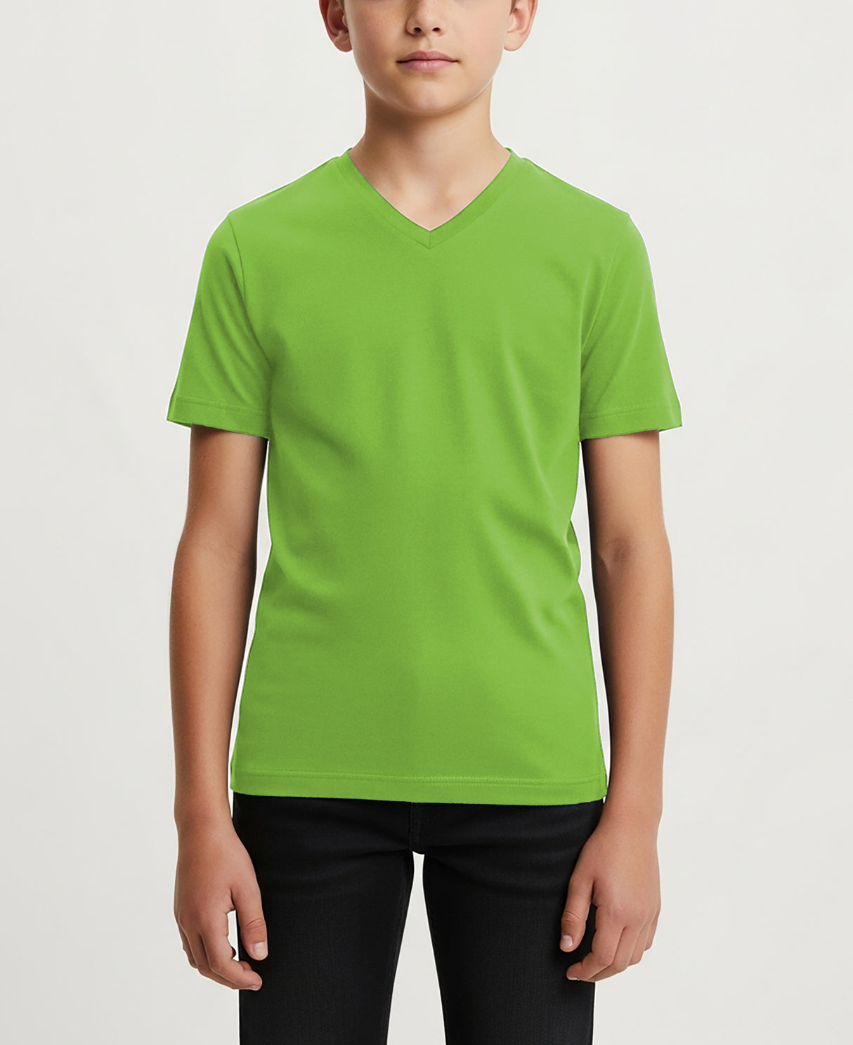 Boys Long Sleeve Cotton Base Layer Stretch Performace V-Neck Tops
