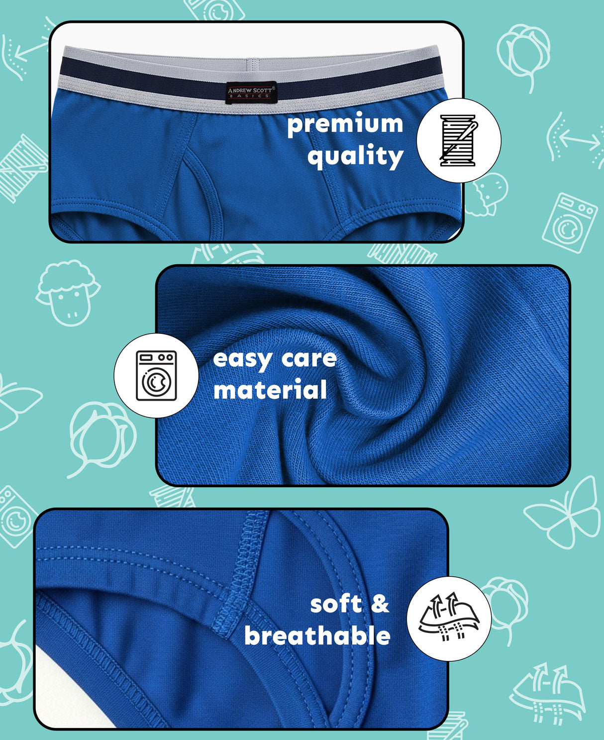 Cotton Underwear Briefs for Toddlers and Big Boys