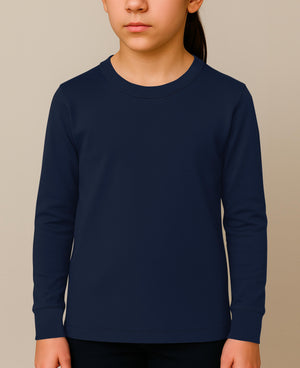 Girls Long Sleeve Performance Tops, All Season Natural Cotton Stretch Color T Shirts