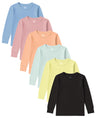 Girls Long Sleeve Performance Tops, All Season Natural Cotton Stretch Color T Shirts