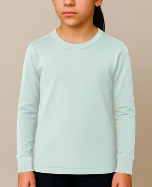 Girls Long Sleeve Performance Tops, All Season Natural Cotton Stretch Color T Shirts