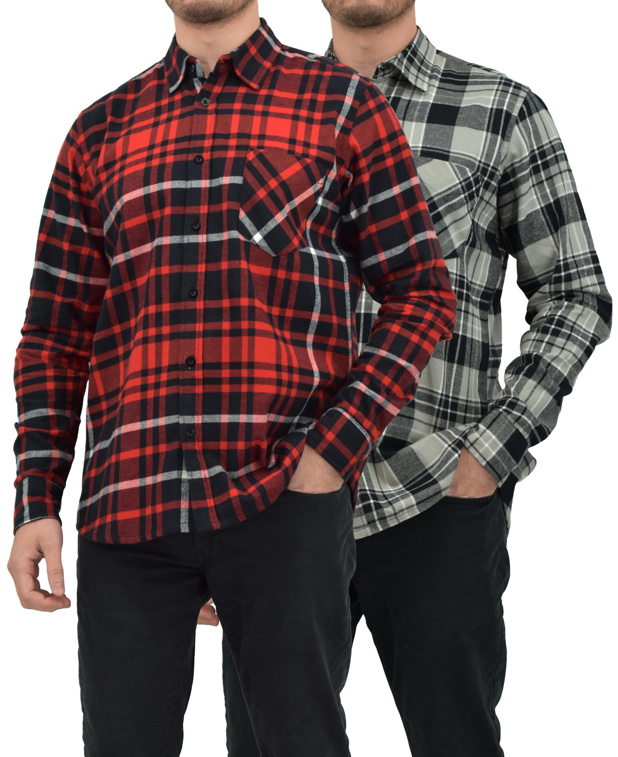Men's Button Down Regular Fit Long Sleeve Plaid Flannel Casual Shirts