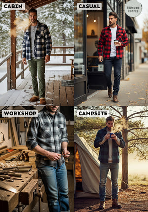 Men's Button Down Regular Fit Long Sleeve Plaid Flannel Casual Shirts