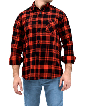Men's Button Down Regular Fit Long Sleeve Plaid Flannel Casual Shirts