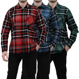 Men's Button Down Regular Fit Long Sleeve Plaid Flannel Casual Shirts