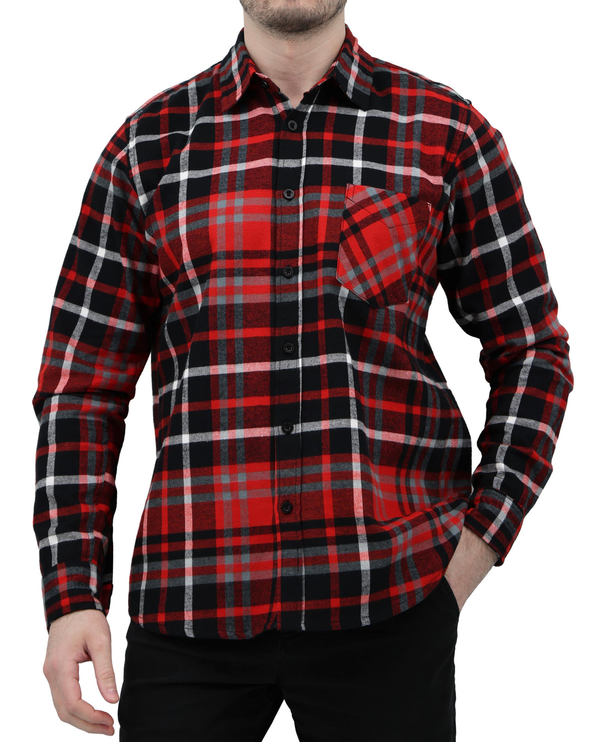 Men's Button Down Regular Fit Long Sleeve Plaid Flannel Casual Shirts