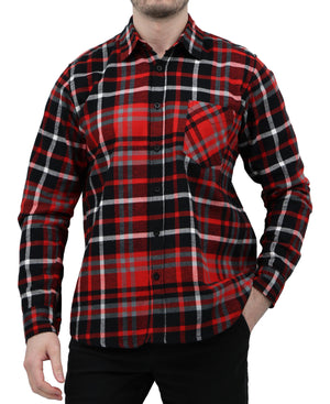 Men's Button Down Regular Fit Long Sleeve Plaid Flannel Casual Shirts