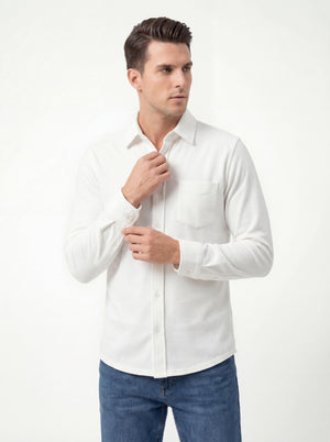 Men's French Terry Button Down Long Sleeve Shirts