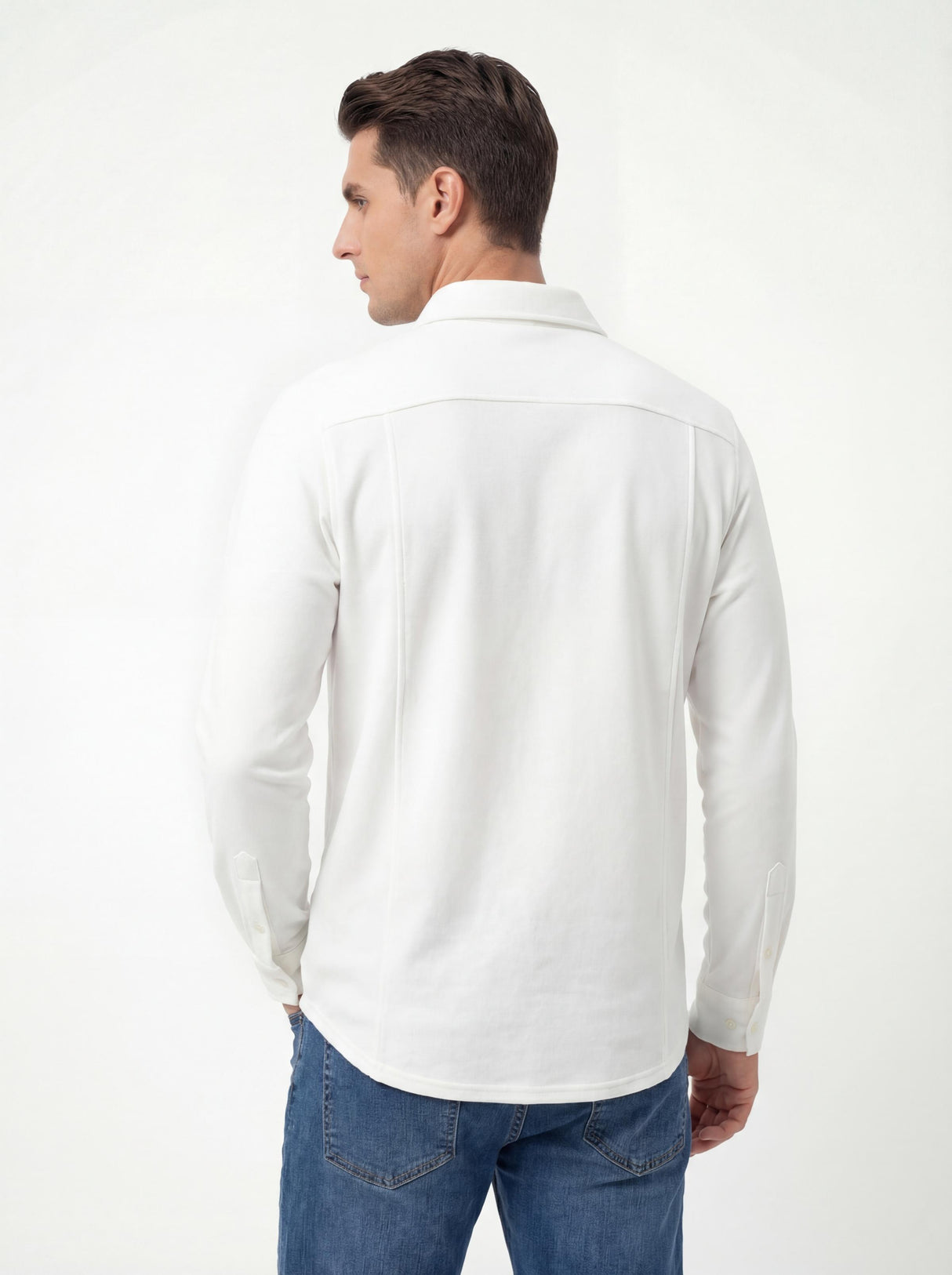Men's French Terry Button Down Long Sleeve Shirts