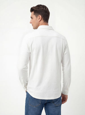 Men's French Terry Button Down Long Sleeve Shirts