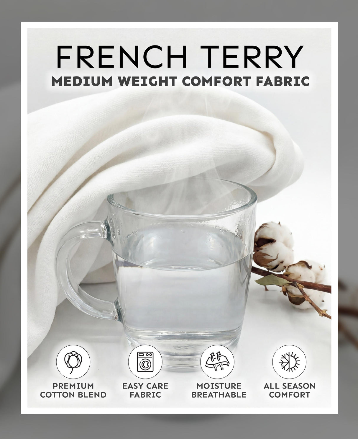 Men's French Terry Button Down Long Sleeve Shirts