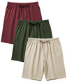 Men's Soft & Light Cotton Drawstring Yoga Lounge & Sleep Jam Shorts/Jersey Shorts with Pockets (3 Pack)
