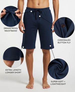 Men's Soft & Light Cotton Drawstring Yoga Lounge & Sleep Jam Shorts/Jersey Shorts with Pockets (3 Pack)