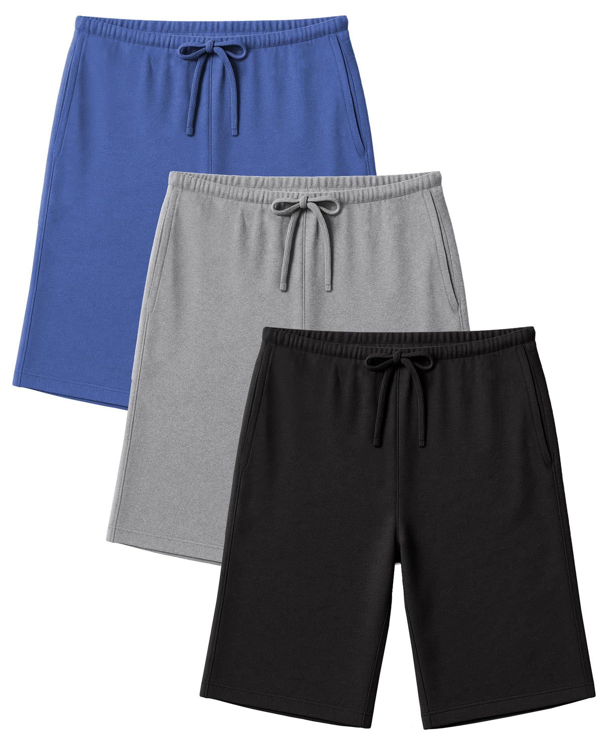 Men's Soft & Light Cotton Drawstring Yoga Lounge & Sleep Jam Shorts/Jersey Shorts with Pockets (3 Pack)