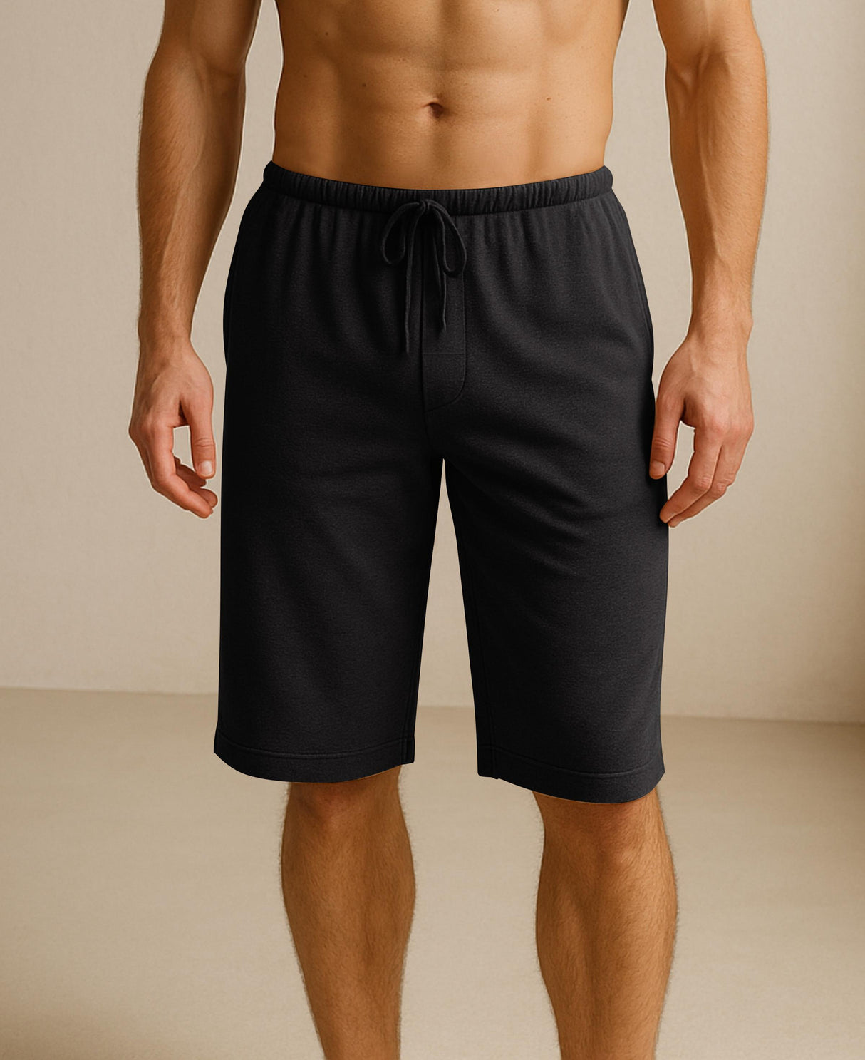 Men's Soft & Light Cotton Drawstring Yoga Lounge & Sleep Jam Shorts/Jersey Shorts with Pockets (3 Pack)