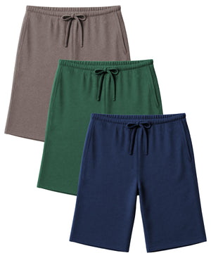 Men's Soft & Light Cotton Drawstring Yoga Lounge & Sleep Jam Shorts/Jersey Shorts with Pockets (3 Pack)