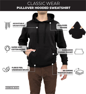 Men's Cotton Hoodie, Soft Midweight Fleece, Pullover Hooded Sweatshirt