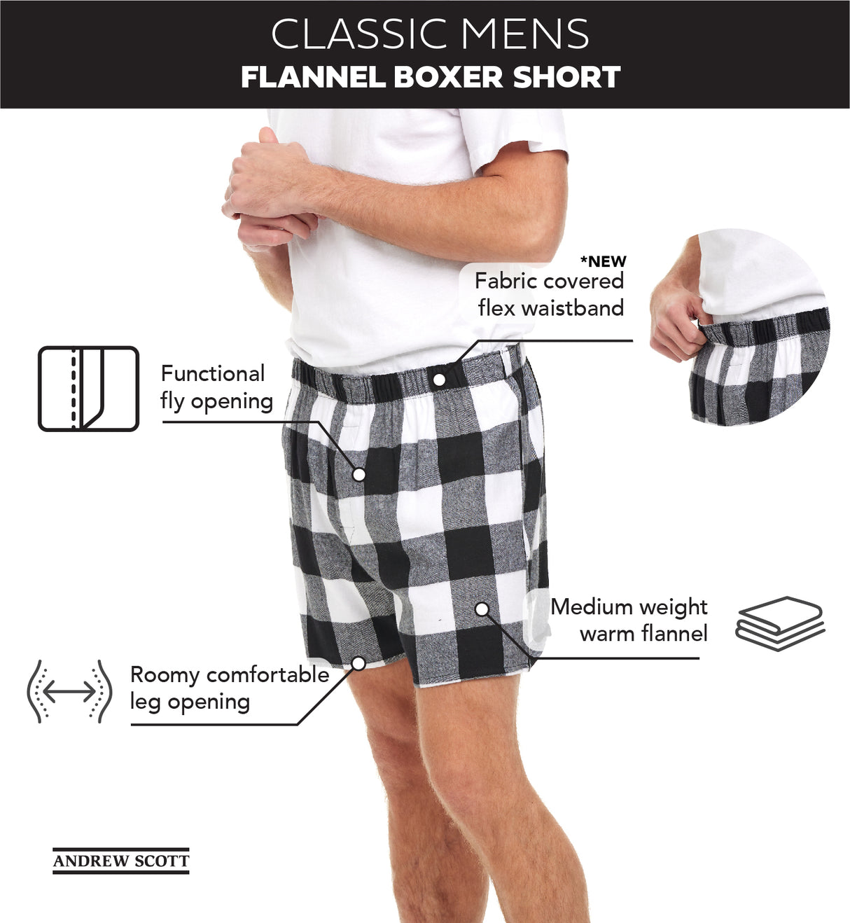 Men's Cotton Flannel Super-Soft Woven Boxer Shorts