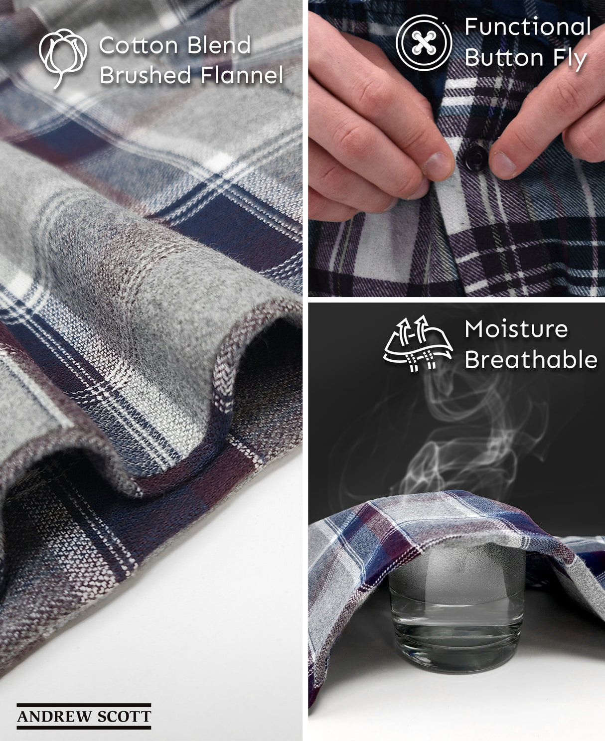 Men's Cotton Super Soft Flannel Plaid Pajama Pants