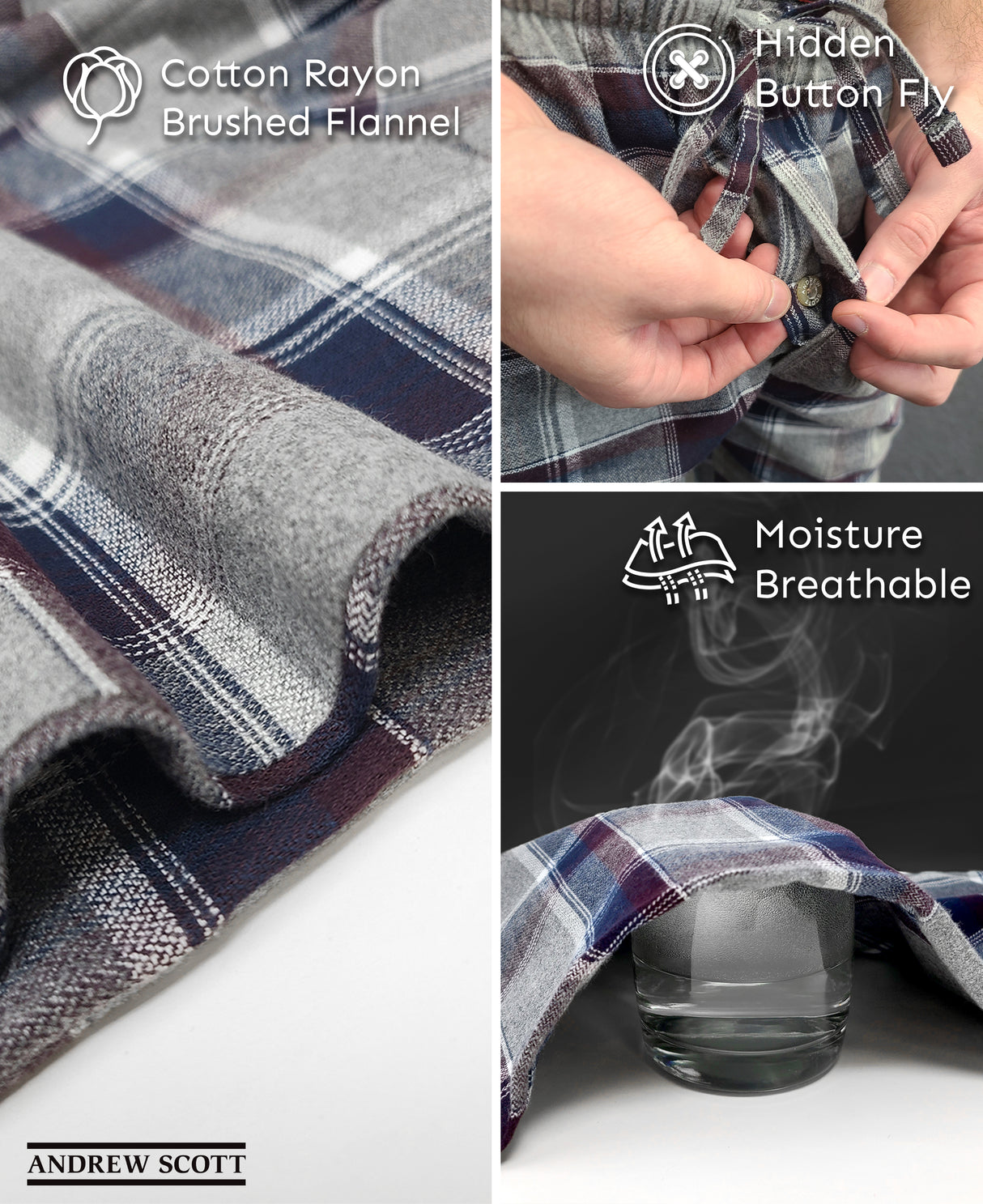 Men's Cotton Super Soft Flannel Plaid Pajama Pants
