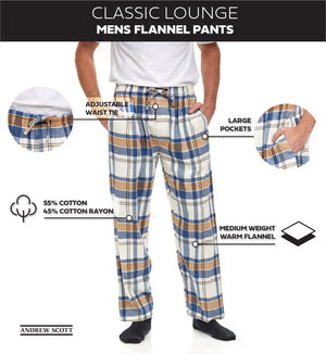 Men's Cotton Super Soft Flannel Plaid Pajama Pants