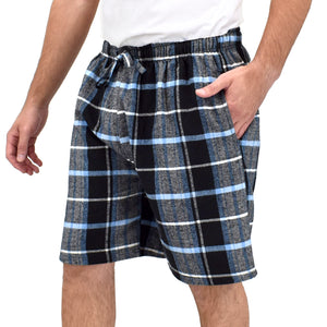 Men's Cotton Flannel Knee Length Boxer Sleep Shortswith Drawstring & Pockets