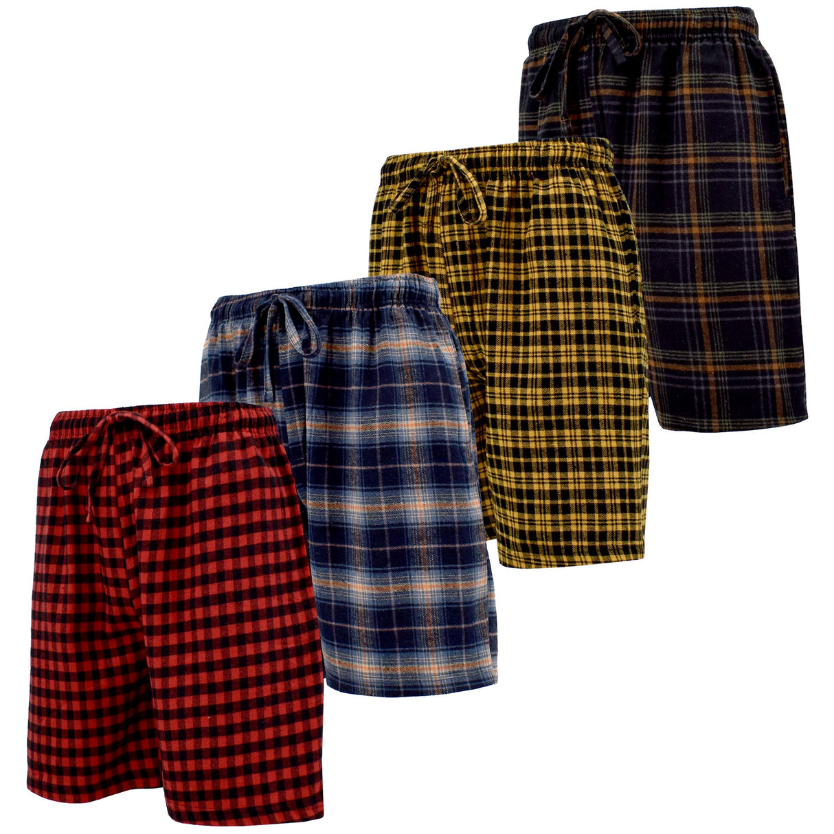 Men's Cotton Flannel Knee Length Boxer Sleep Shortswith Drawstring & Pockets